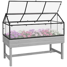 Outsunny Raised Garden Bed with Polycarbonate Panel and Top Vent