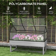 Outsunny Raised Garden Bed with Polycarbonate Panel and Top Vent thumbnail 3