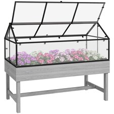 Outsunny Raised Garden Bed with Polycarbonate Panel and Top Vent thumbnail 6