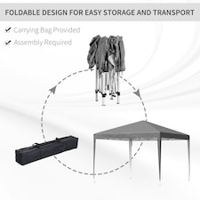 Outsunny 3 x 3 m Garden Pop Up Gazebo Marquee Party Tent Wedding Canopy Grey thumbnail 4