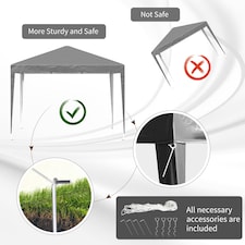 Outsunny 3 x 3 m Garden Pop Up Gazebo Marquee Party Tent Wedding Canopy Grey thumbnail 7