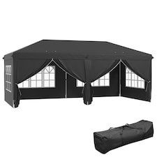 Outsunny 3 x 6m Pop Up Gazebo Height Adjustable Party Tent w/ Storage Bag Grey