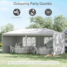 Outsunny 6m x 3m Garden Gazebo Marquee Canopy Party Tent Canopy Patio Black thumbnail 3