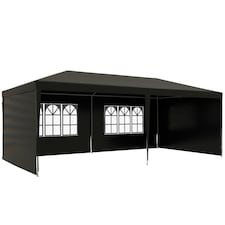 Outsunny 6m x 3m Garden Gazebo Marquee Canopy Party Tent Canopy Patio Black thumbnail 6