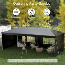 Outsunny 6m x 3m Garden Gazebo Marquee Canopy Party Tent Canopy Patio Black thumbnail 8