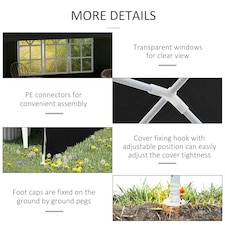 Outsunny 6m x 3m Garden Gazebo Marquee Canopy Party Tent Canopy Patio Black thumbnail 9