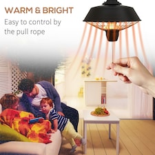 Outsunny 2100W Electric Patio Heater Garden Ceiling Hanging Warmer Halogen Light thumbnail 3