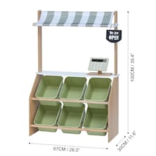 Teamson Kids Little Helper Market Play Stand Play Kitchen, Olive Green thumbnail 3