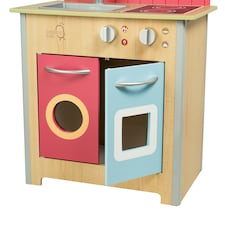 Teamson Kids Little Chef Porto Classic Interactive Wooden Play Kitchen, Wood/Red thumbnail 5