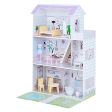 Teamson Kids Wooden Grand 3 Storey Doll House for 12" Dolls, Dollhouse
