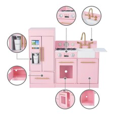 Teamson Kids Little Chef Charlotte 2-Piece Modular Wooden Play Kitchen, Pink thumbnail 4