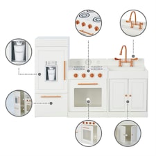 Teamson Kids Little Chef Paris Modular Wooden Play Kitchen, White/Rose Gold thumbnail 3