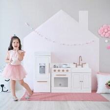 Teamson Kids Little Chef Paris Modular Wooden Play Kitchen, White/Rose Gold thumbnail 4
