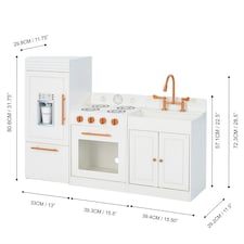 Teamson Kids Little Chef Paris Modular Wooden Play Kitchen, White/Rose Gold thumbnail 5