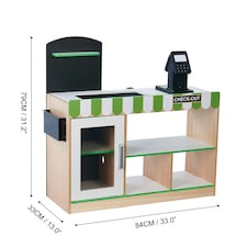 Teamson Kids Cashier Interactive Play Checkout Counter Stand with 26 Accessories, Green/White thumbnail 3