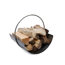 Jumpier Log Holder Circular Iron Silver Nickel Antique Ball Feet Modern Compact