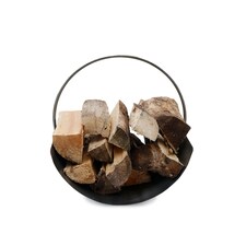 Jumpier Log Holder Circular Iron Silver Nickel Antique Ball Feet Modern Compact thumbnail 2