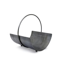 Jumpier Log Holder Circular Iron Silver Nickel Antique Ball Feet Modern Compact thumbnail 4