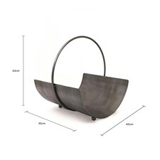 Jumpier Log Holder Circular Iron Silver Nickel Antique Ball Feet Modern Compact thumbnail 7