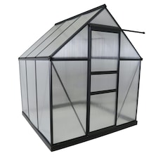 Charles Bentley 6 x 6.1ft Aluminium Frame Polycarbonate Greenhouse - Grey