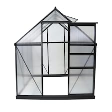 Charles Bentley 6 x 6.1ft Aluminium Frame Polycarbonate Greenhouse - Grey thumbnail 2