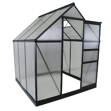 Charles Bentley 6 x 6.1ft Aluminium Frame Polycarbonate Greenhouse - Grey thumbnail 4