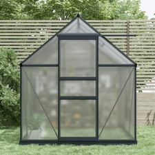 Charles Bentley 6 x 6.1ft Aluminium Frame Polycarbonate Greenhouse - Grey thumbnail 5