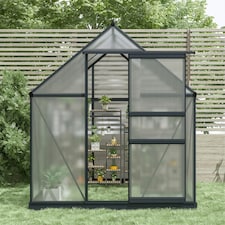 Charles Bentley 6 x 6.1ft Aluminium Frame Polycarbonate Greenhouse - Grey thumbnail 7