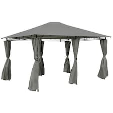Charles Bentley 3m x 4m Steel Art Large Gazebo With Side Curtains Grey