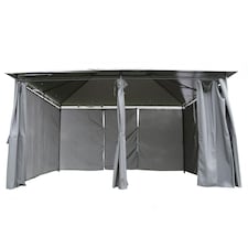 Charles Bentley 3m x 4m Steel Art Large Gazebo With Side Curtains Grey thumbnail 3
