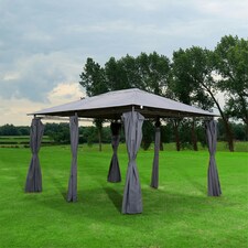Charles Bentley 3m x 4m Steel Art Large Gazebo With Side Curtains Grey thumbnail 5