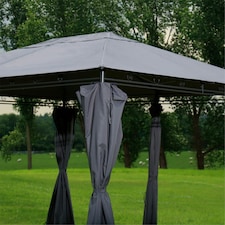 Charles Bentley 3m x 4m Steel Art Large Gazebo With Side Curtains Grey thumbnail 6