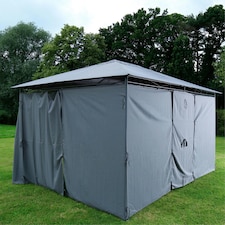 Charles Bentley 3m x 4m Steel Art Large Gazebo With Side Curtains Grey thumbnail 7