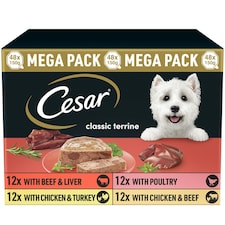 Cesar Classic Terrine Adult Wet Dog Food In Mixed Selection 48 x 150g