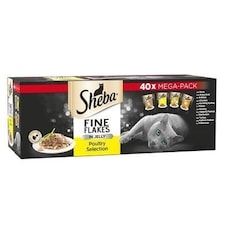 120 x 85g Sheba Fine Flakes Adult Wet Cat Food Pouches Mixed Poultry in Jelly thumbnail 3