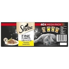 120 x 85g Sheba Fine Flakes Adult Wet Cat Food Pouches Mixed Poultry in Jelly thumbnail 4