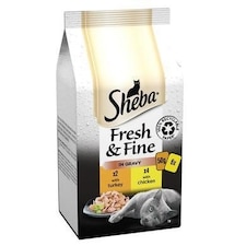 96 x 50g Sheba Fresh & Fine Adult Wet Cat Food Pouches Chicken & Turkey in Gravy thumbnail 3
