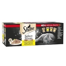 120 x 85g Sheba Select Slices Adult Wet Cat Food Pouches Mixed Poultry in Gravy thumbnail 3