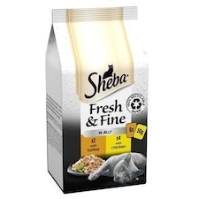 96 x 50g Sheba Fresh & Fine Adult Wet Cat Food Pouches Chicken & Turkey in Jelly thumbnail 3