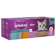 120 x 85g Whiskas 1+ Duo Surf & Turf Mixed Adult Wet Cat Food Pouches in Jelly thumbnail 3