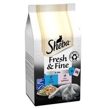 96 x 50g Sheba Fresh & Fine Adult Wet Cat Food Pouches Salmon & Tuna in Jelly thumbnail 3
