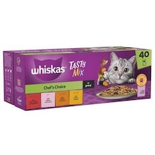 120 x 85g Whiskas 1+ Chef's Choice Mix Mixed Adult Wet Cat Food Pouches in Gravy thumbnail 3