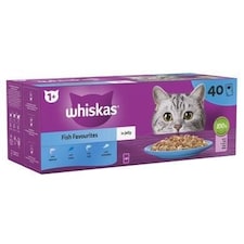 120 x 85g Whiskas 1+ Fish Favourites Mixed Adult Wet Cat Food Pouches in Jelly thumbnail 3