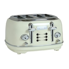 Charles Bentley 4 Slice Stainless Steel Toaster w Tray Cream & Chrome thumbnail 3