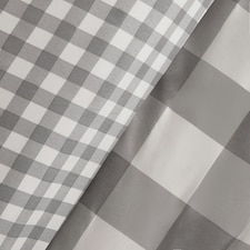 OHS Gingham Print Reversible Microfibre Duvet Cover Bedding Set, Double - Grey thumbnail 2