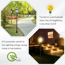 Outsunny 2 PCS LED Garden Lights Lamp Solar Powered Lantern Switch thumbnail 3