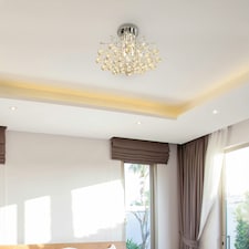 HOMCOM Modern K9 Crystal Chandelier Ceiling Lighting Pendant Lamp with 3 Light thumbnail 2