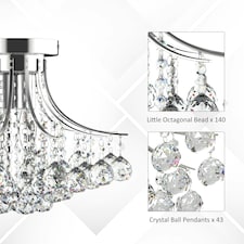 HOMCOM Modern K9 Crystal Chandelier Ceiling Lighting Pendant Lamp with 3 Light thumbnail 5