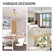 HOMCOM Modern K9 Crystal Chandelier Ceiling Lighting Pendant Lamp with 3 Light thumbnail 6