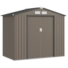 Outsunny 7 x 4ft Garden Shed Storage with Foundation Kit and Vents, Brown